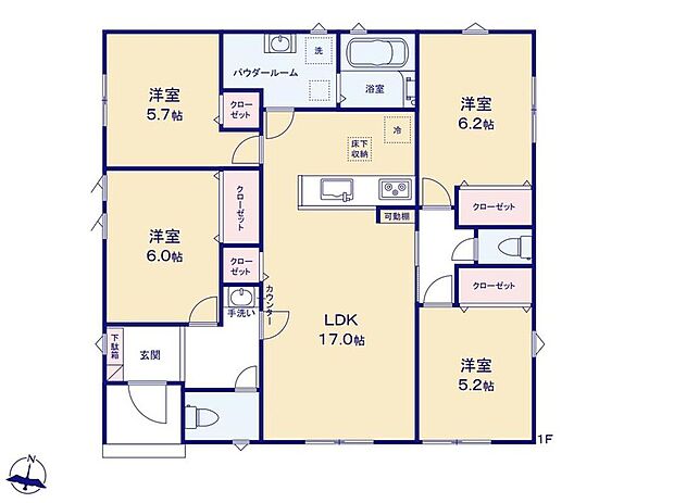 (１号棟)、4LDK、土地面積218.06m2、建物面積93.16m2