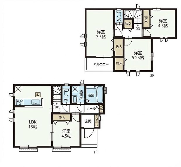 (A号棟)、4LDK、土地面積100.89m2、建物面積86.53m2