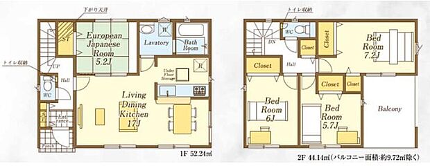 (１号棟)、4LDK、土地面積182.05m2、建物面積96.38m2