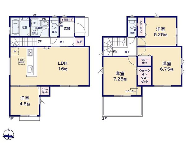(１号棟)、4LDK、土地面積116.59m2、建物面積96.05m2