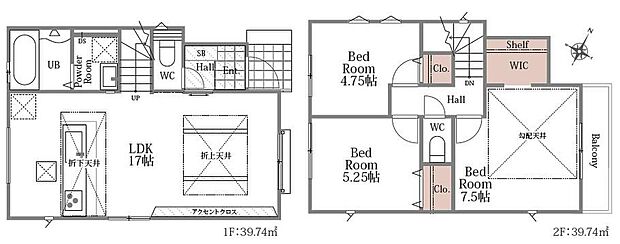 (1号棟)、3LDK、土地面積80.94m2、建物面積79.48m2