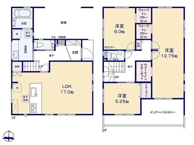 (１号棟)、3LDK、土地面積109.14m2、建物面積122.89m2