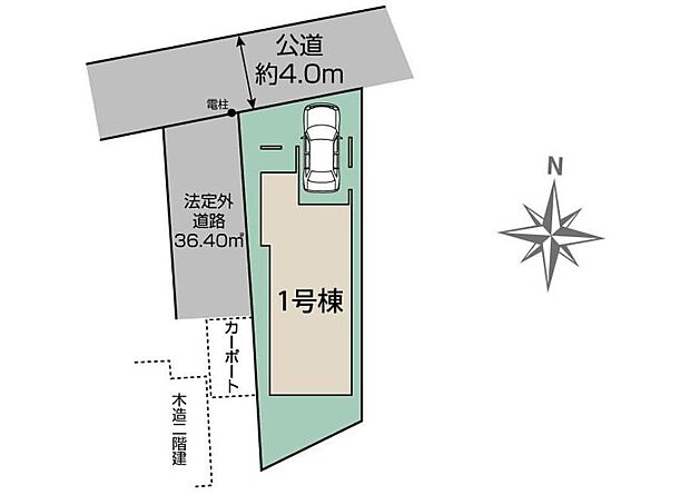 大切なお車を守る『ビルトインガレージ』。落ち着いた住環境で心安らぐ低層住居専用地域です。