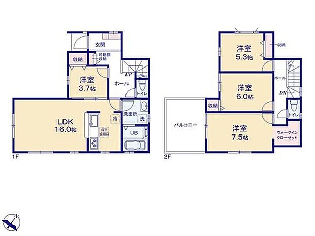 (1号棟)、4LDK、土地面積119.12m2、建物面積94.56m2