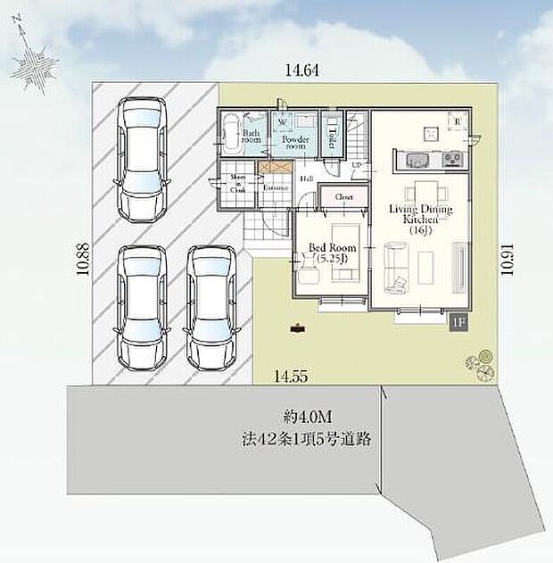 敷地ひろびろ48坪超え!南道路の整形地です。カースペース3台分!周辺は第一種低層住居専用地域で落ち着いた住環境です。