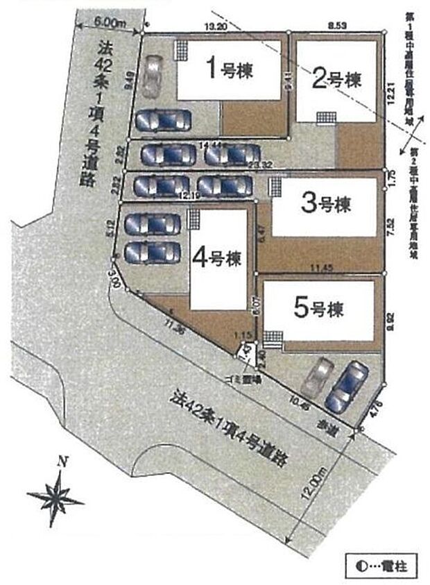 全５棟の個性あふれる間取りの分譲地♪車種によりカースペース２台駐車可能です。