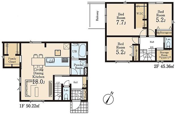 (1号棟)、3LDK+S、土地面積104.58m2、建物面積95.58m2