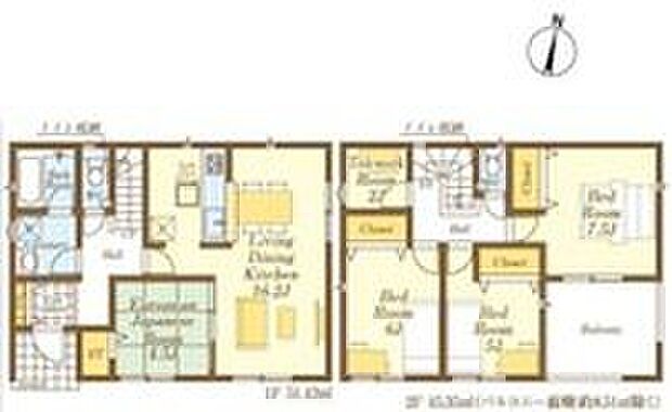【4LDK+S】☆通風採光良好☆
三方向を道路に囲まれた、開放感のある立地！開口部を多く設けていますのでどのお部屋も通風採光良好です♪