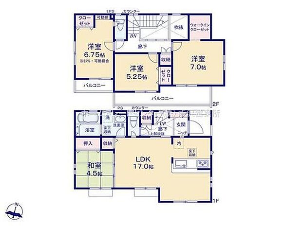 【4LDK】☆リビング三面採光☆
間口の広い敷地を活かして、開口部を多く設けています。リビングは三面採光の明るく気持ちの良い空間♪２階はダブルバルコニーで大きな窓からたっぷり陽射しを取り込めます♪