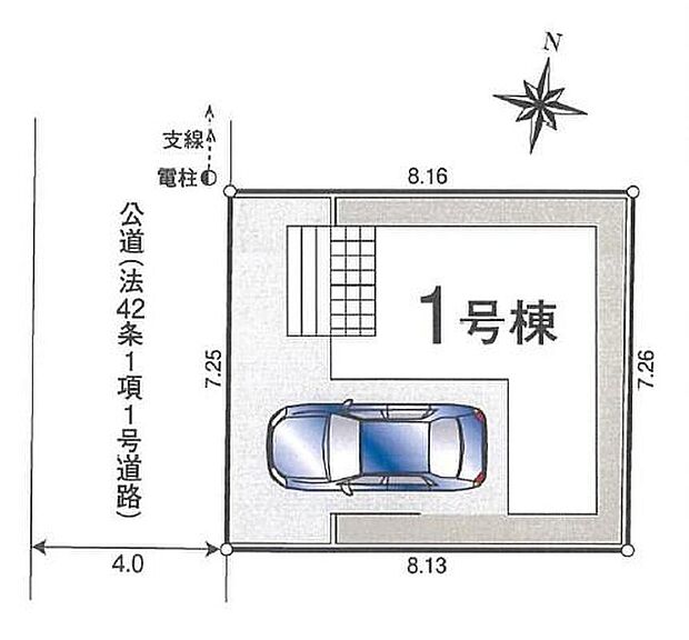 【全体区画図】敷地を有効活用できる整形地です！強烈な日差しや、雨風、ホコリなどから大切な車を守るビルトインガレージ。