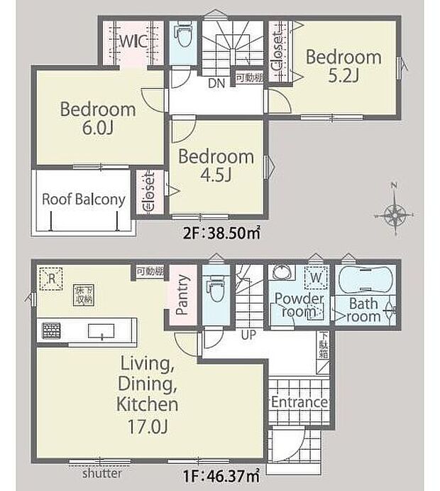 【3LDK】☆収納豊富なお住まい☆
キッチンには大容量パントリーと可動棚付きの収納があります♪2階の主寝室となる6帖洋室はウォークインクローゼット付き!タンス不要でお部屋をひろびろお使いいただけます♪