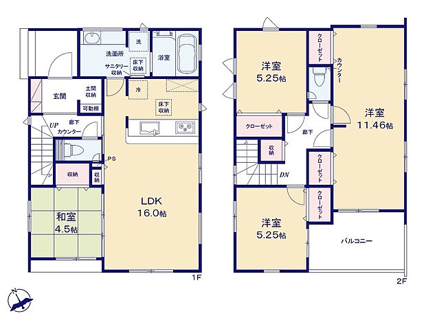 【4LDK】☆洋室仕様の和室☆
リビング隣には、ホッとできる和室を用意。お子様のお昼寝スペースや書斎としてなど、いろいろとお使い頂けます。