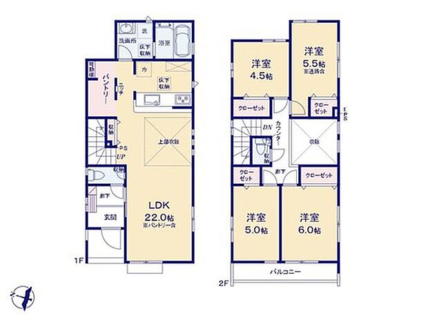 【4LDK】☆リビングイン階段☆
家族が自然と顔を合わせるリビングイン階段を採用!家族のコミュニケーションと大切にするご家族にピッタリです♪