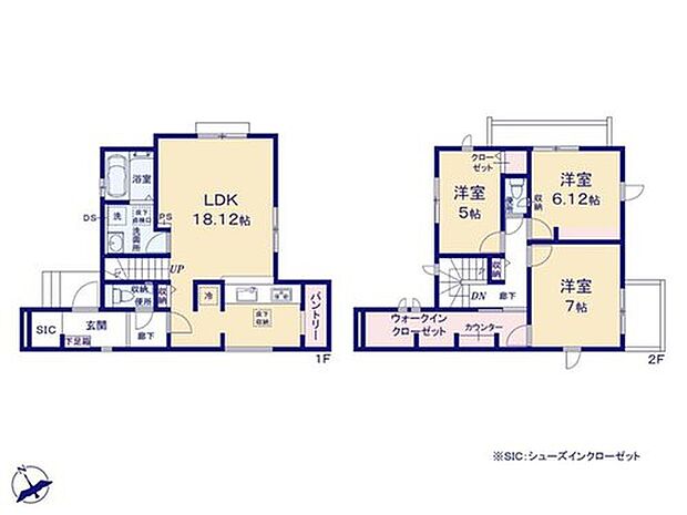 【3LDK】☆収納豊富なお住まい☆
玄関にはベビーカーなどを収納できるシューズクローク、キッチンにはパントリー、２階には家族でご利用できる２WAYウォークインクローゼット付き！