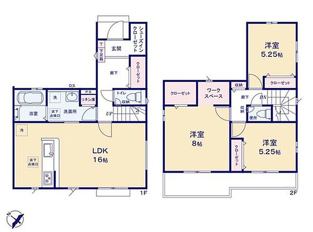 【3LDK】☆ゆとりの主寝室☆
８帖の広さで、大きなベッドも置けます。大きな収納と、ワークスペース付きです♪
