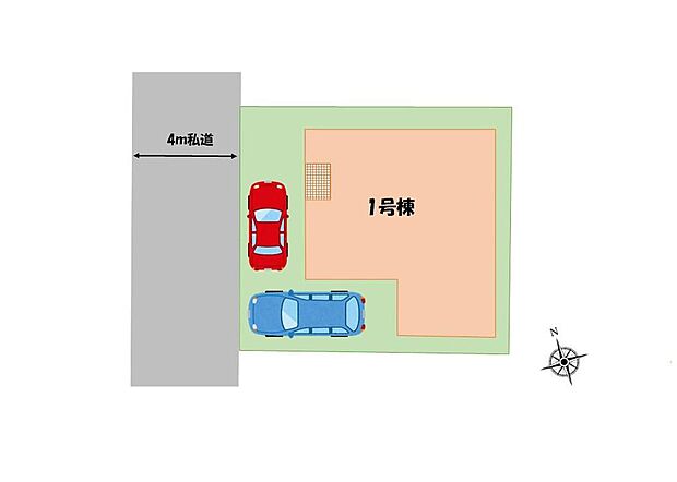 【全体区画図】敷地30坪超えの整形地!周辺は第一種低層住居専用地域で落ち着いた住宅街です。カースペース車種により2台可能!