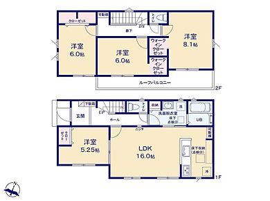 ☆ウォークインクローゼット２か所☆
２階の洋室は全居室６帖超え！ウォークインクローゼットが２か所あり収納たっぷり♪タンス不要でお部屋をひろびろお使いいただけます♪ 
