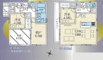 ☆２階リビング☆2階リビングは陽当たり・風通し共に良好で、ご家族みんなで過ごす空間をより居心地良くしてくれます。１８帖のゆとりの広さでソファを置いておくつろぎいただけます♪ 