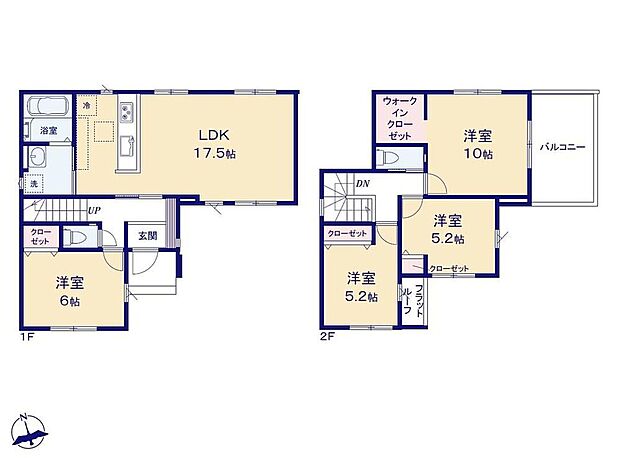 【4LDK】☆1階洋室付き☆1階にも個室をご用意。南向きの明るい空間、収納完備しております。LDKとの程よい距離感で、お子様のお部屋にも最適です。