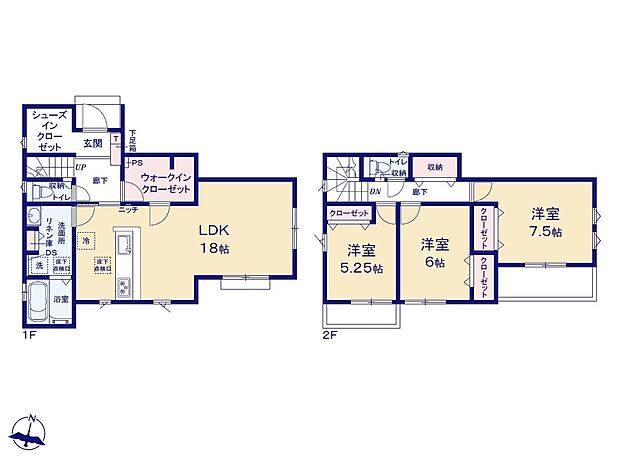 【3LDK】☆収納充実☆
シューズクローク、大容量ウォークインクローゼット、リネン庫など、随所に豊富な収納スペースをしっかり確保!居住スペースに一層の開放感をもたらします♪