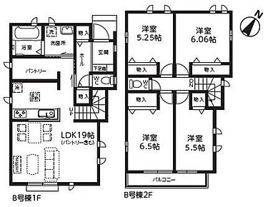 ☆リビングスルー階段仕様☆玄関からリビングを通り抜けて２階へ上がる動線です。家族が自然とふれあうことができます♪キッチン横は大容量パントリー付きでキッチン周りがすっきりします♪ 