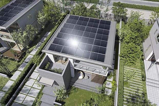 【【創エネ・太陽光発電システム】】屋根一面に設置したソーラーがたっぷり発電。