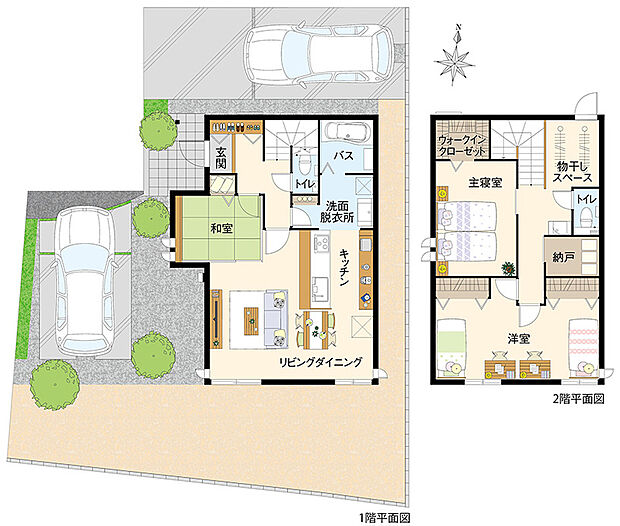 【3LDK+納戸+ウォークインクローゼット】キッチン横に水廻り空間を集約した家事時短を目指す住まい