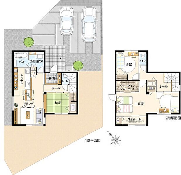 【3LDK+サンルーム+ウォークインクローゼット】広々とした主寝室続きに、多彩に活躍するサンルームを設けた住まい