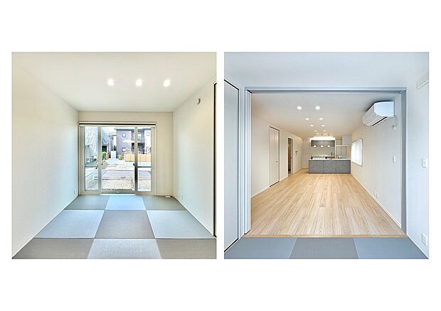 【【2号棟和室】】ＭＩＧＵＳＡという樹脂製の畳はお手入れしやすく、とっても長持ちします。
カビ・ダニも発生しにくくお子さんのお昼寝にもピッタリ！
【2号棟】和室（2026年2月）撮影