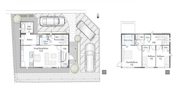 【3LDK】G棟間取図/記載の自動車は価格に含まれません。