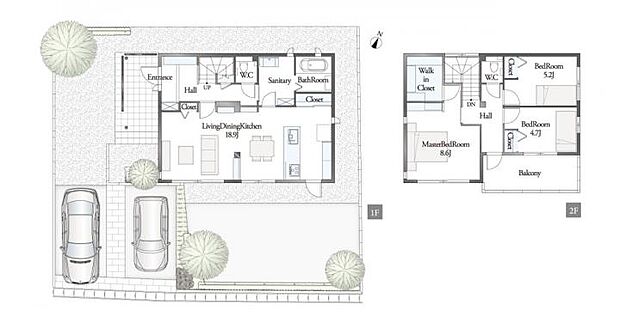 【3LDK】A棟間取図/記載の自動車は価格に含まれません。