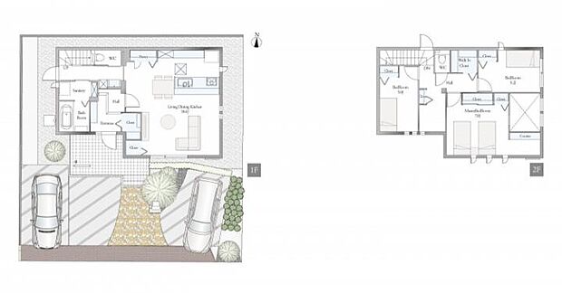 【3LDK】D棟間取図/記載の自動車は価格に含まれません。