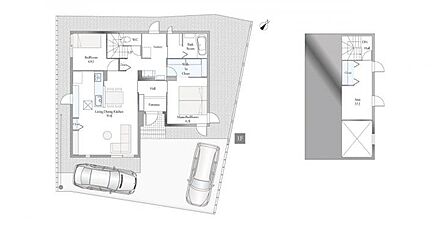 B棟間取図※図面に記載している車両、その他の調度品はあくまで生活イメージを表現したもので販売価格には含まれません。 