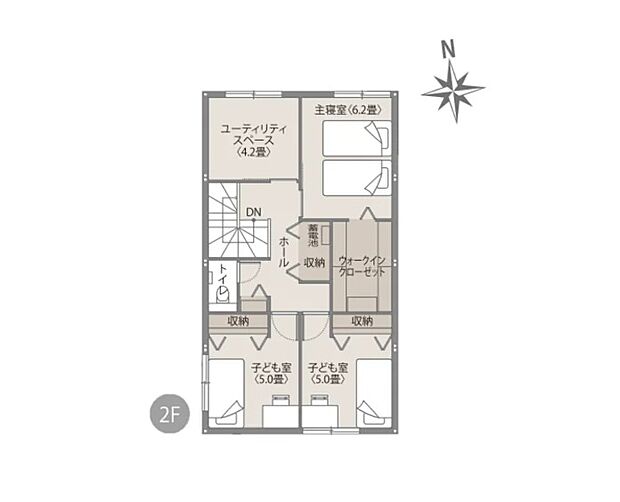 【3LDK】2階 間取り図
※間取りにある家具、調度品、植栽、自動車は価格に含まれません