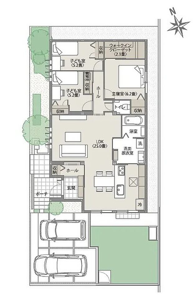 【3LDK】※間取りにある家具、調度品、植栽、自動車は価格に含まれません