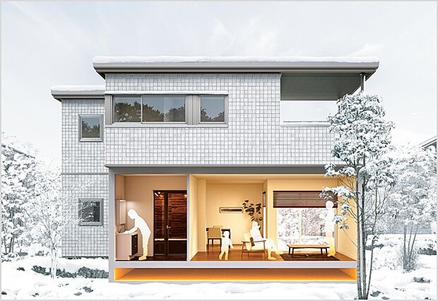 【快適エアリー(通年型空気調節システム)】(1)一階のフロア全体が足元からじんわり暖かい。
(2)廊下や洗面所など部屋以外にも暖かさが届く。
(3)家中の温度差を減らし、夏涼しく冬あったか。
(4)お家の中の温度差が少ない心地よい暮らし。