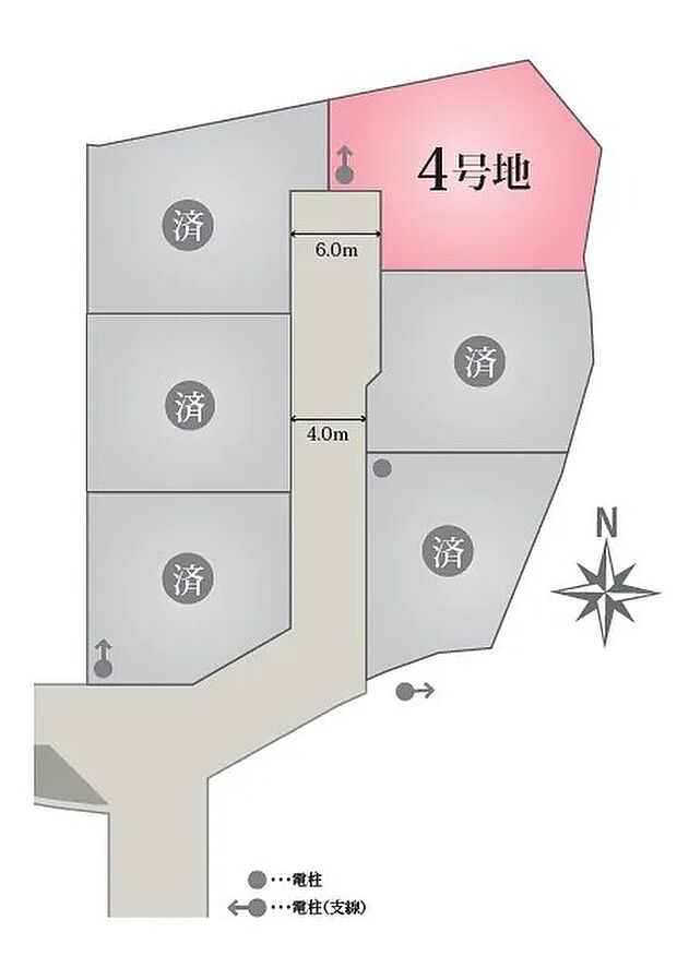 【区画図】スーパーや飲食店など商業施設がすぐそばに。車を出さずに用事が済む、タイパ抜群の立地です。
