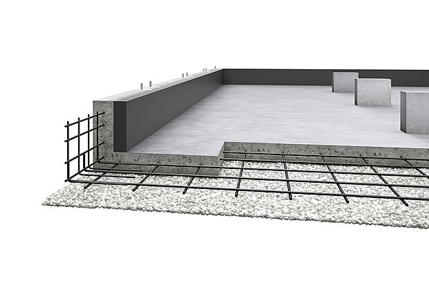 【ベタ基礎】液状化に強い、建物を面で支えるベタ基礎。※写真は4号地鉄骨系のイメージ写真です。