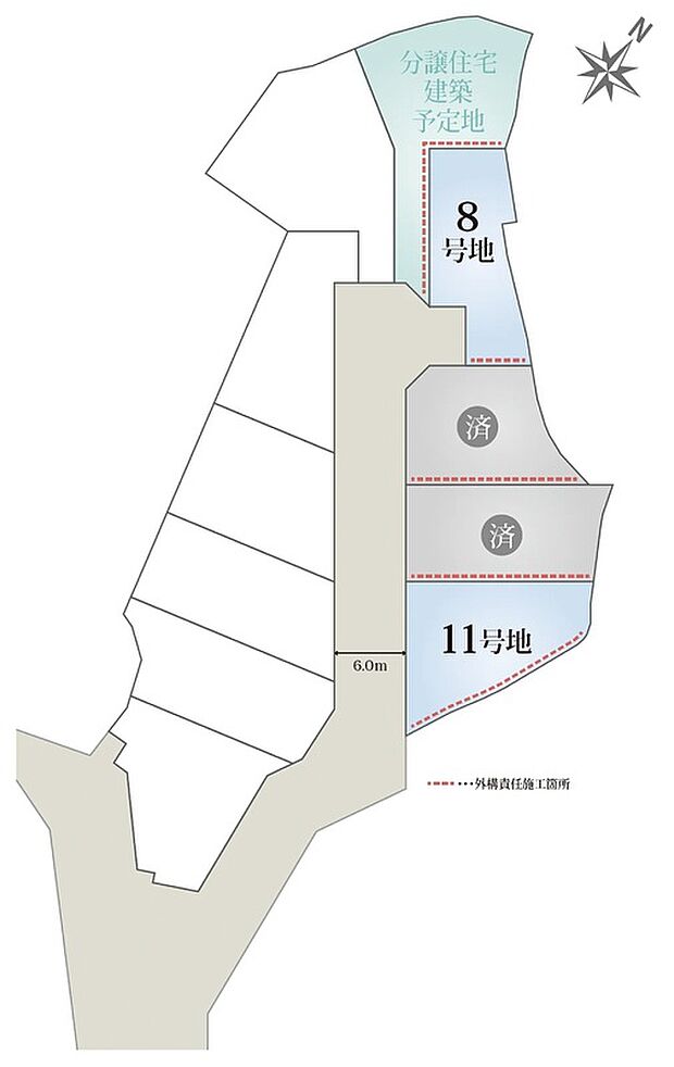 第一種低層住居専用地域ならではの落ち着いた区画配置。小学校(徒歩11分)も近く、子育て世代に安心の距離感です。商業施設が徒歩圏内に揃うからこそ叶う、車に頼りすぎないスマートな暮らしを。