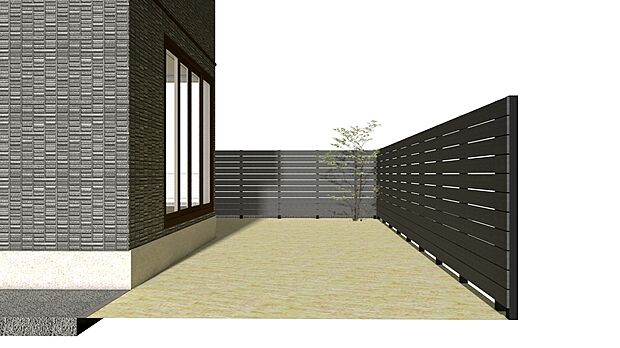 【6号棟完成予定図】南面のプライベートガーデンです。