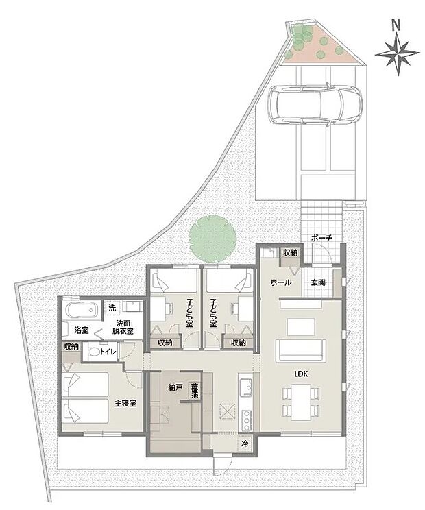 【3LDK+納戸】延床:90.95m2(27.51坪) 、1F:90.95m2(27.51坪)