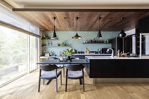 【参考インテリア】カフェのような印象のキッチン&ダイニング