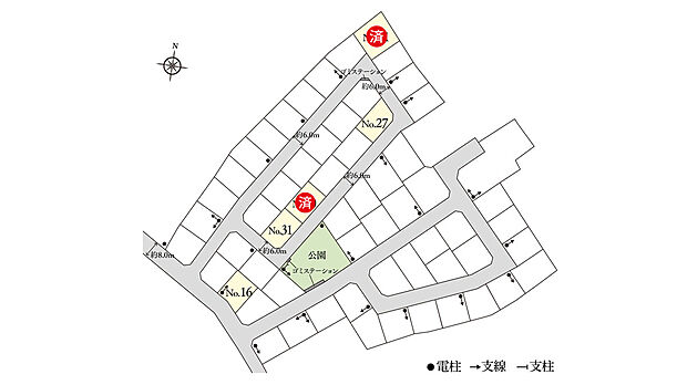 スマートハイムシティ乙戸
区画図
※電柱計画は変更になる可能性があります。※掲載の区画図は設計図面を基に書き起こしたもので、実際と異なる場合があります。※方位記号は若干の差異を生じる場合があります。