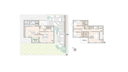※外構・植栽は実際と異なる場合があります。自動車、自転車は販売価格に含まれません。間取りに記載された家具類は一部を除き販売価格に含まれません。 