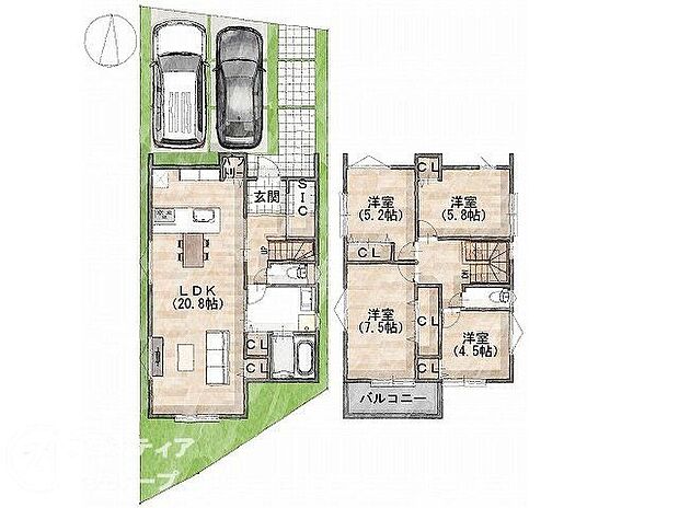建物プラン間取:4LDK 建物プラン面積:119.06m2 建物プラン価格:2000万円 -