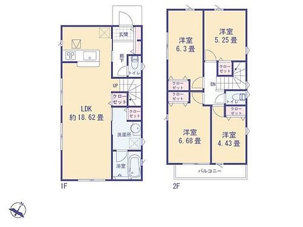 5890万円、4LDK、土地面積118.97m2、建物面積93.54m2 広々18.62畳のLDKは家族の笑顔を育む中心。2階の4つの洋室はお子様の成長に対応し、豊富な収納で快適な暮らしを実現。子育て