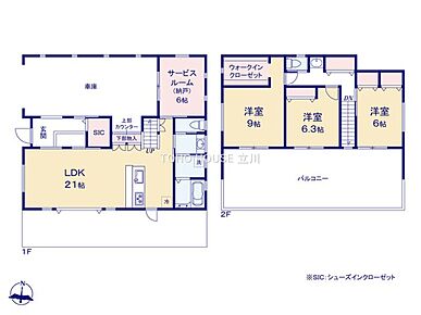 建物面積にはガレージ部分30.57m2を含みます 