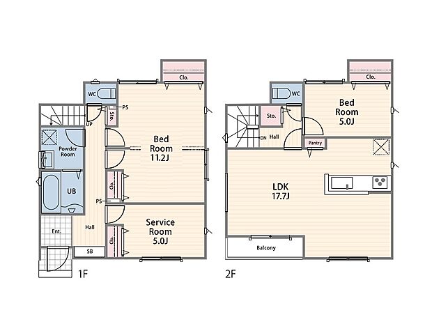 【2LDK+2S】2号棟間取図