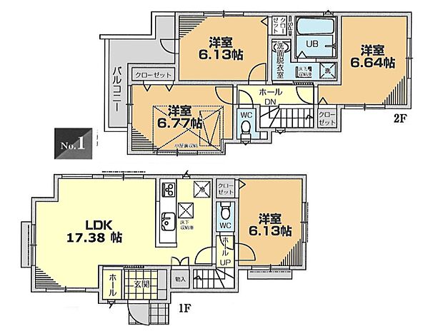 【4LDK】１号棟間取図