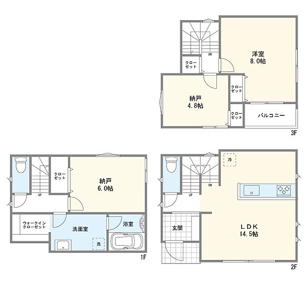 【1LDK+2S】B号棟間取図